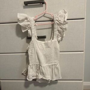 Francesca's Collections White Ruffle Tank Top